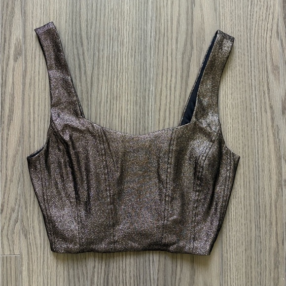 Dynamite Metallic Brown Crop Top - Picture 1 of 3
